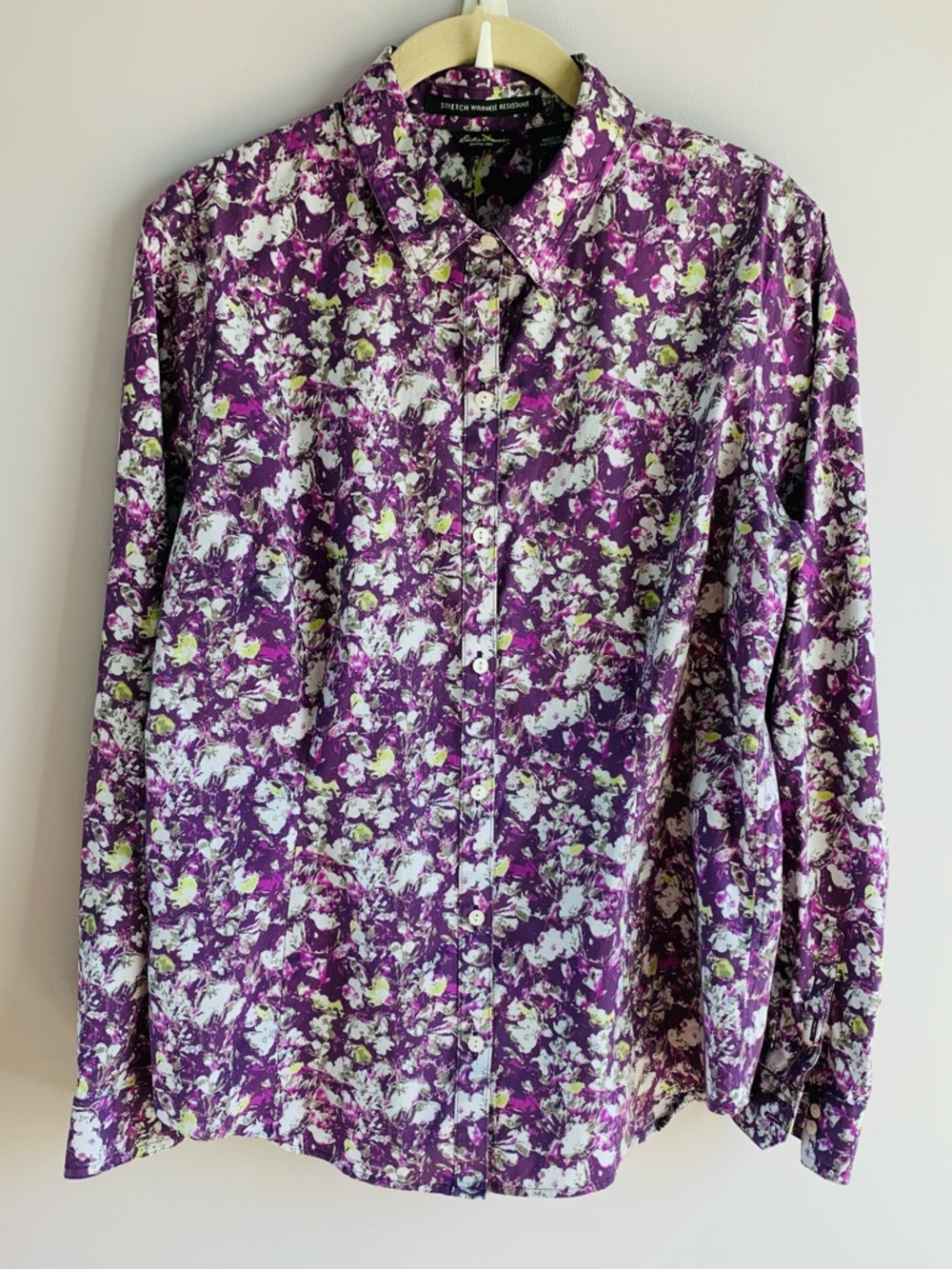 Eddie Bauer Purple Floral Button-Down Shirt